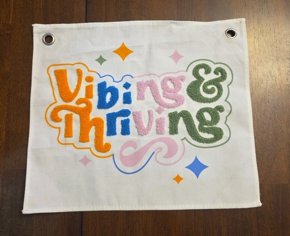 Vibing And Thriving Hanging Textured Decor, Small Tapestry/Sign 9.5″x11′