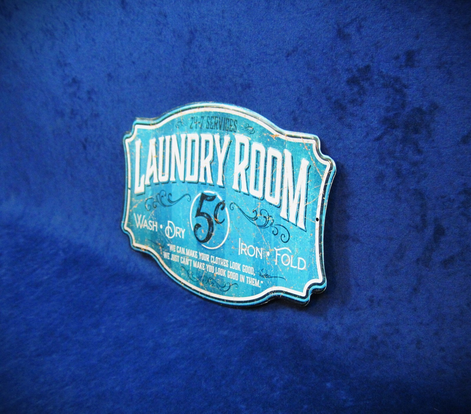 LAUNDRY ROOM -*US MADE*- Die-Cut Embossed Metal Sign – Utility Room Wall Décor
