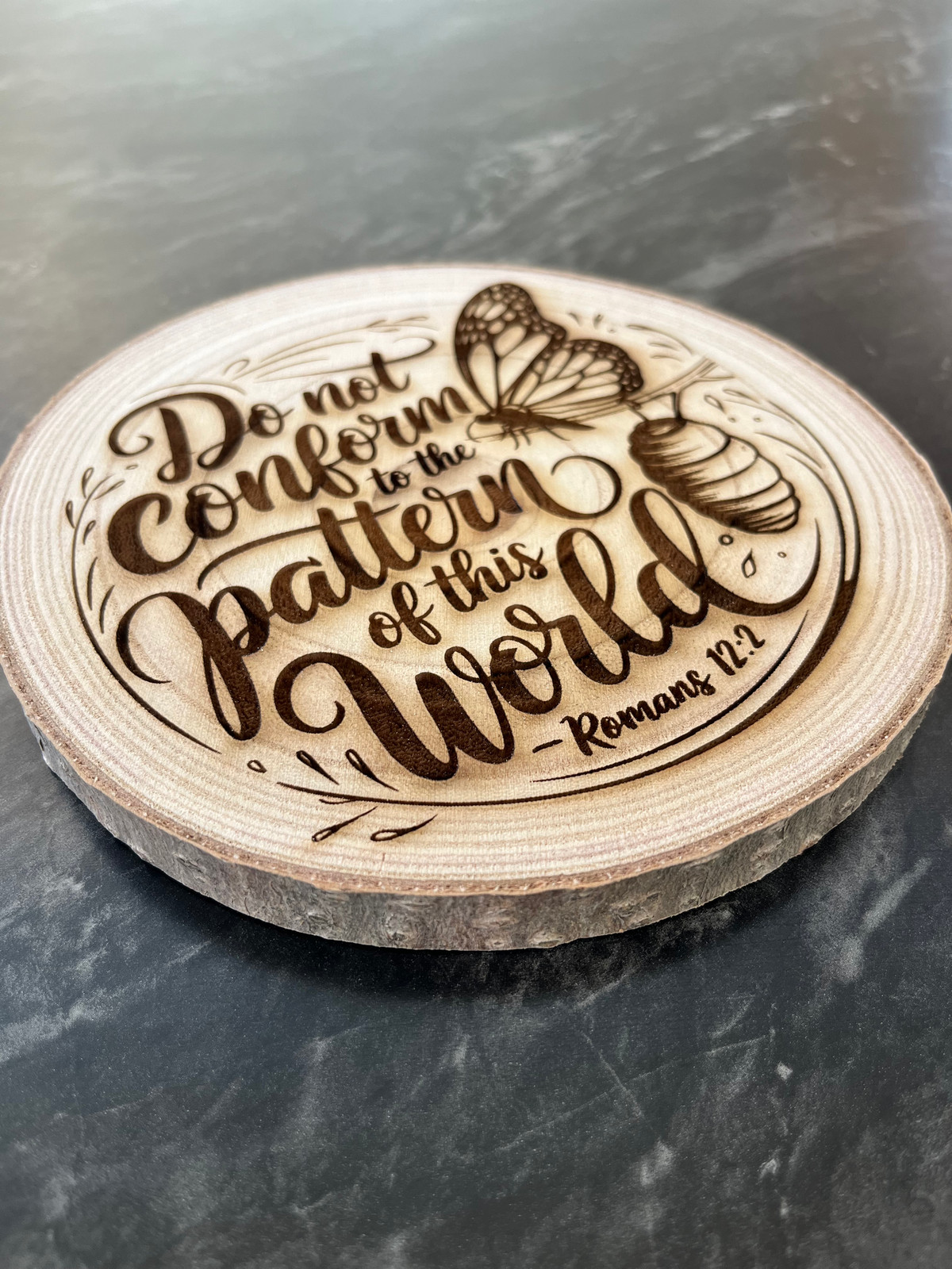 Romans 12:2 Engraved Wood Sign – Do Not Conform Religious Engraved Wall Art
