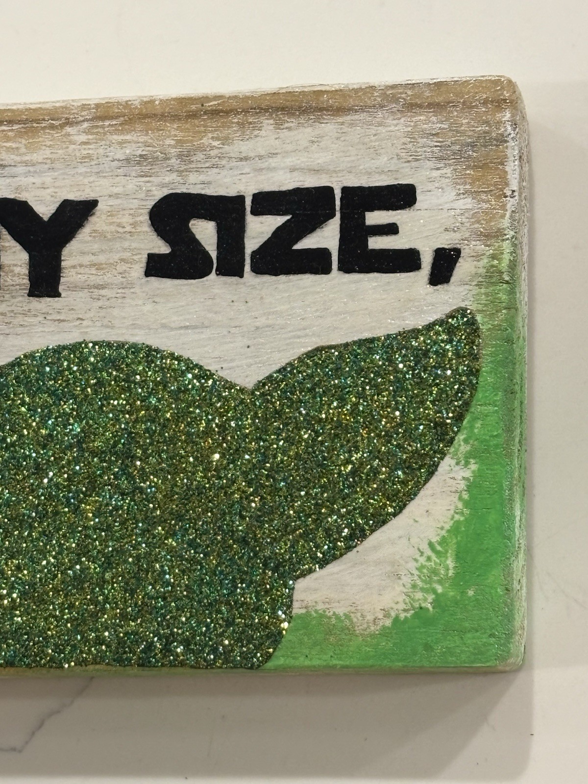 Hand Painted Yoda Wood Sign Judge Me By My Size Do You Glitter 3.5×10