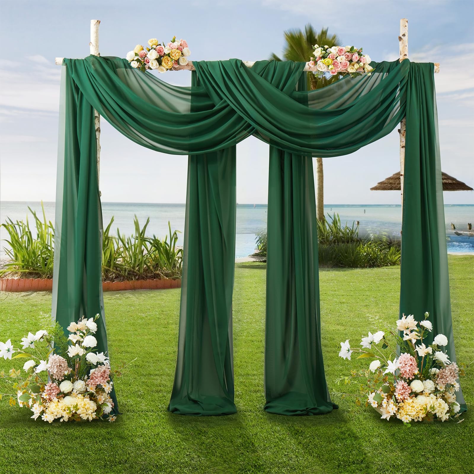 Chiffon Weeding Arch Draping Fabric Dark Green Drapes for Backdrop1 Panel – 2…