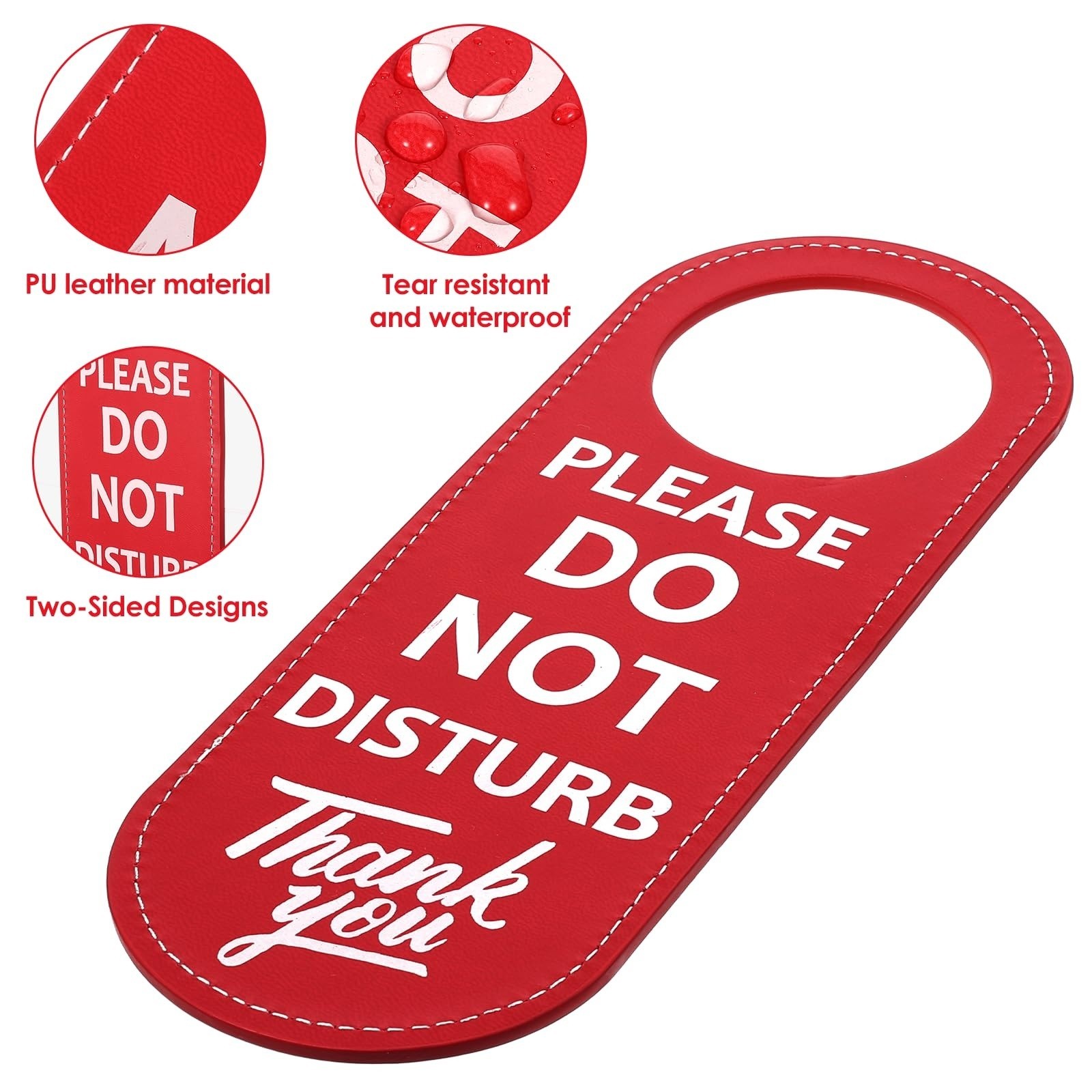 PU Leather Double Sided Please Do Not Disturb Sign Door Hanger Privacy Office US