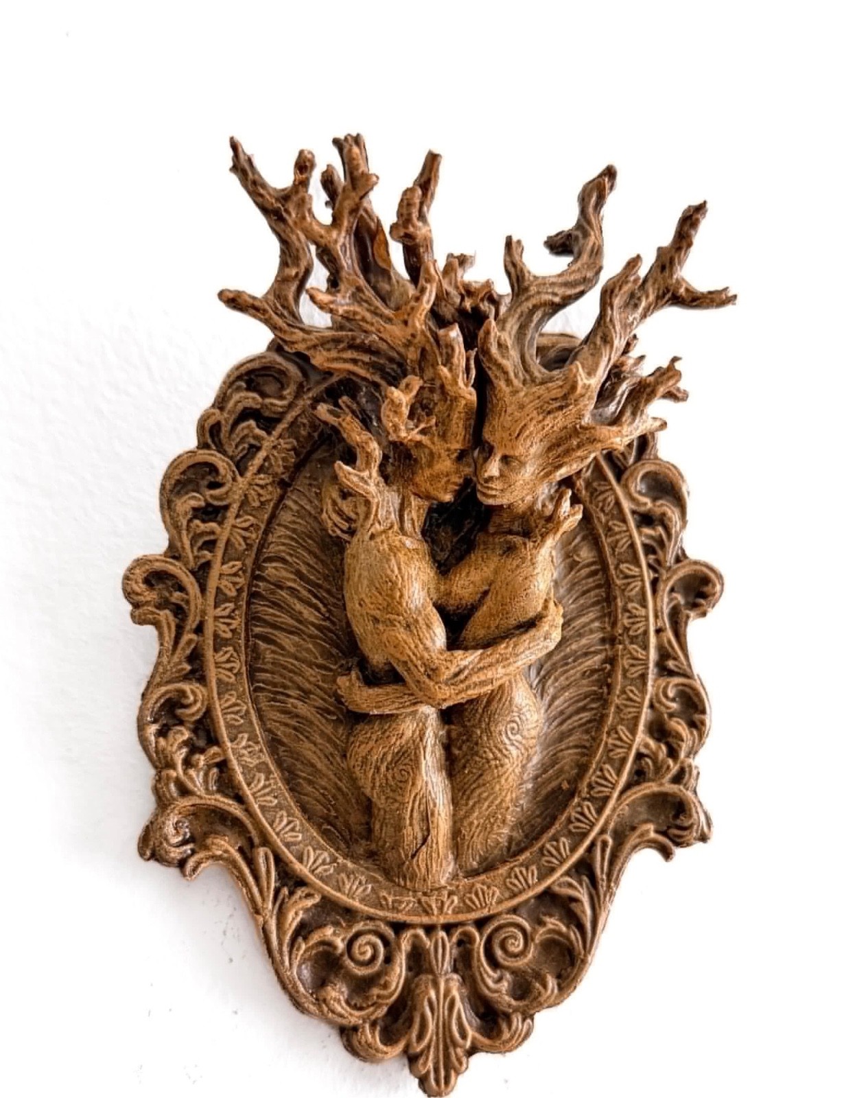 Amor Silvanus Dryads Wall Plaque Resin Tree Spirit Forest Couple Figurine Decor
