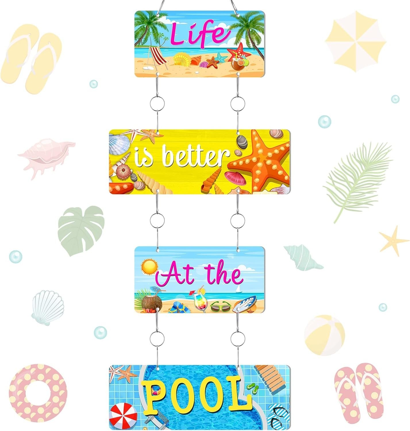 Durable and Lightweight Hanging Beach Sign Set – Perfect for Poolsides