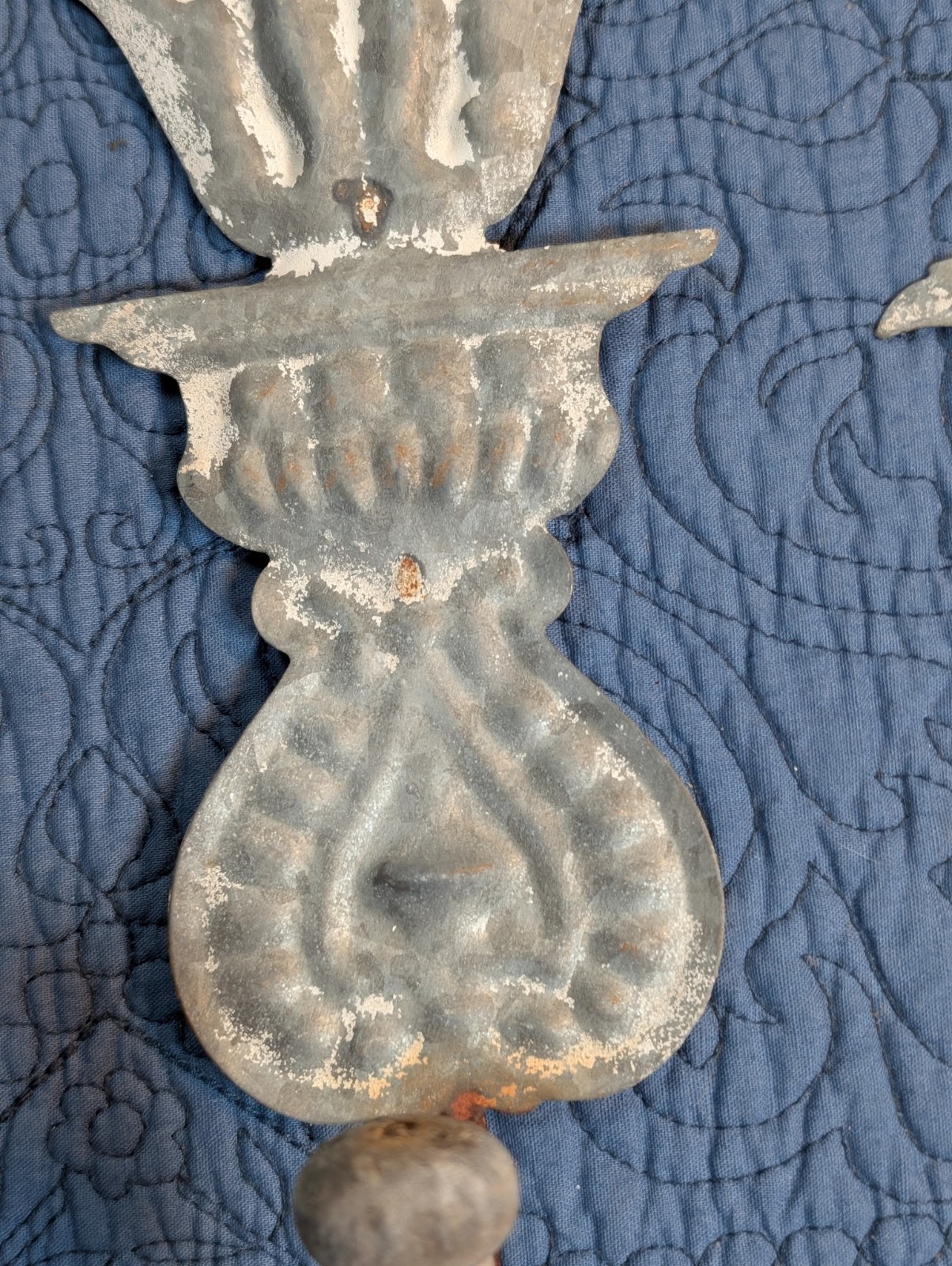Vintage Embossed Tin Wall Hooks Pair Floral French Country Farmhouse Shabby Chic