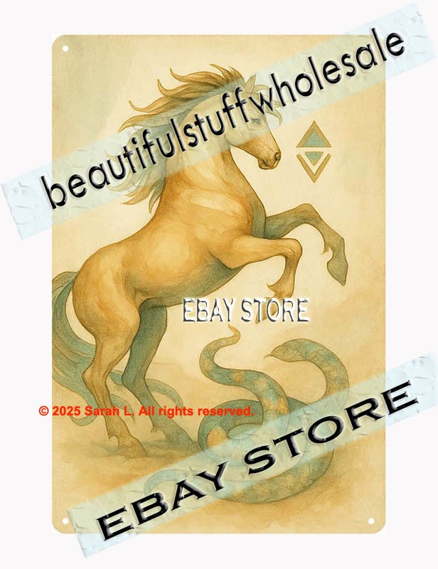 Mystic Horse Tin Sign Sacred Symbol Fantasy Wall Art