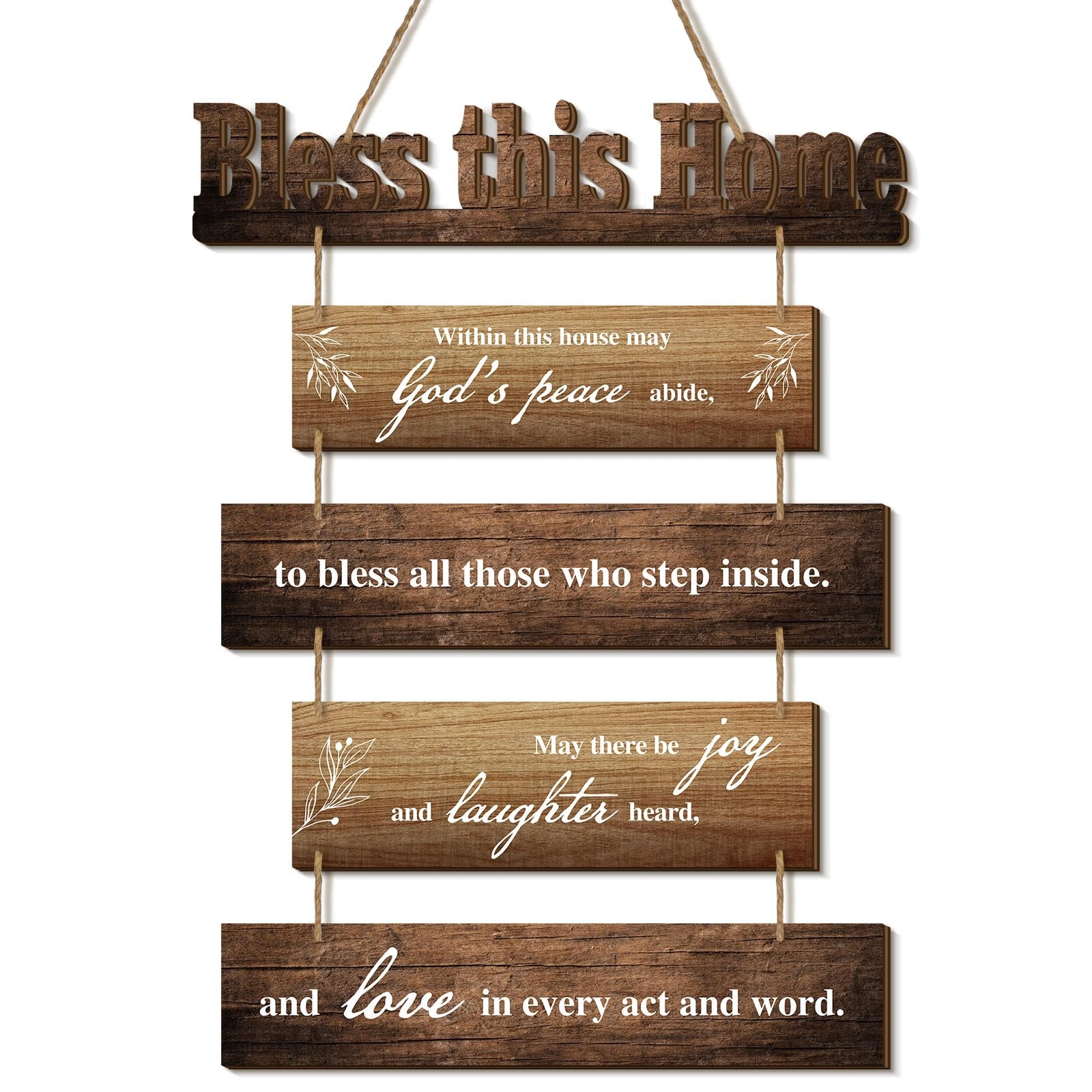 Bless This Home Wall Decor Blessed Hanging Sign Farmhouse Blessing Plaque for…