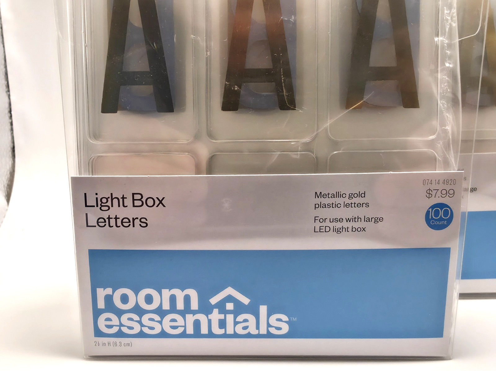 Room Essentials Light Box Letters Metallic Gold Plastic Letters Lot of 2