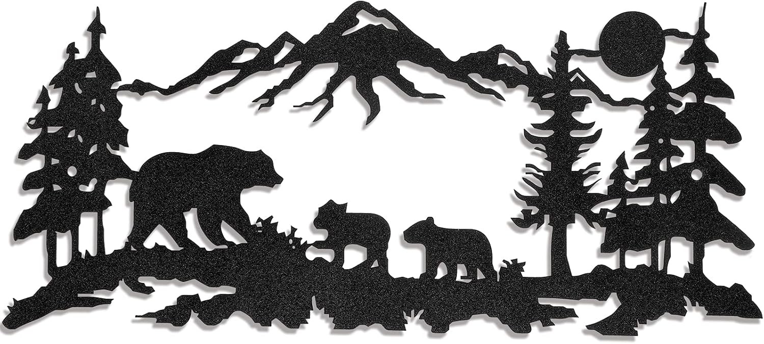 Moxweyeni Metal Bear Wall Art Forest Mountain Bear Woodland Decor Rustic Animal