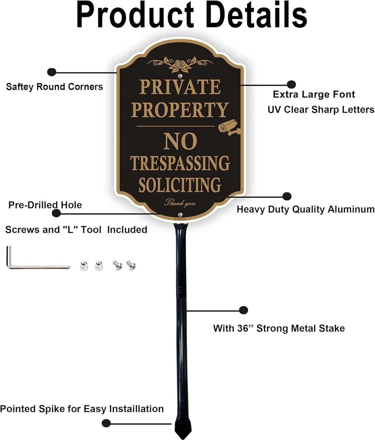 Private Property No Trespassing Signs with 36-inch Metal Stakes, 14 x 10 inch…