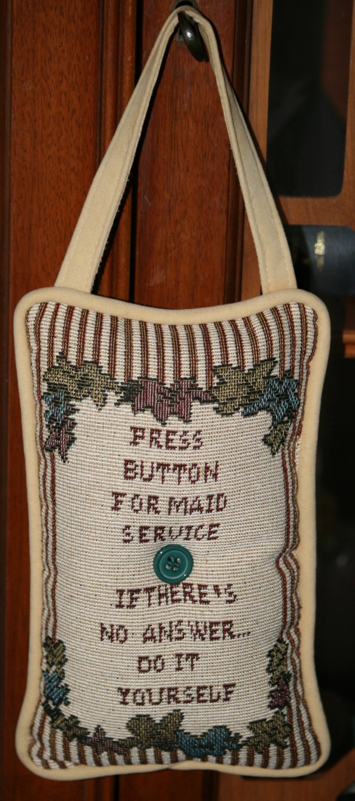 Press Button For Maid Service Pillow Door Hanger If Theres No Answer Do Yourself