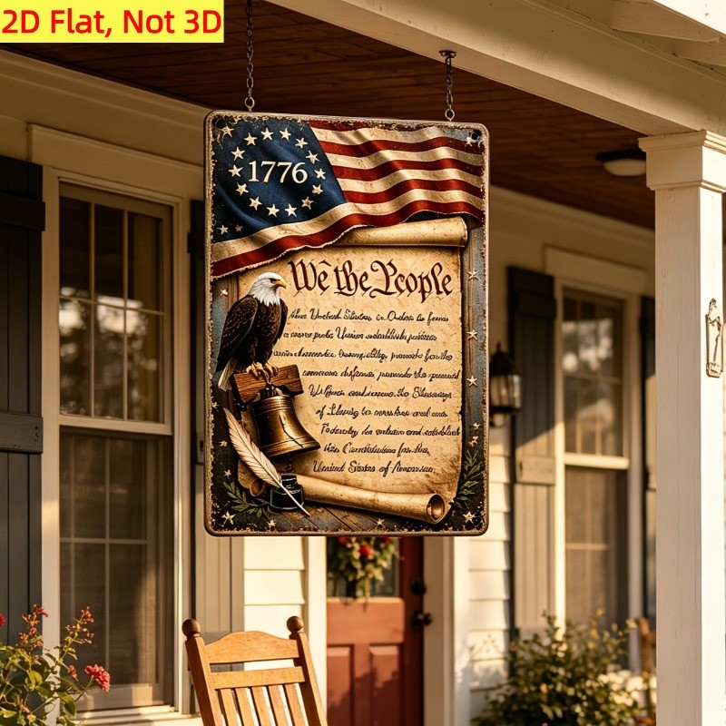 We The People Eagle Flag Metal Sign Patriotic Vintage Home Wall Decor for home
