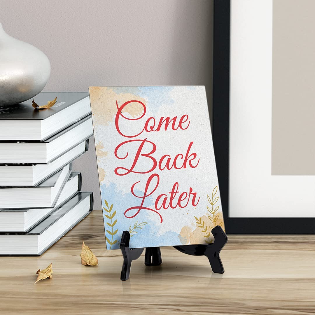 Signs ByLita Come Back Later, Blue Watercolor Table Sign (6 x 8″)