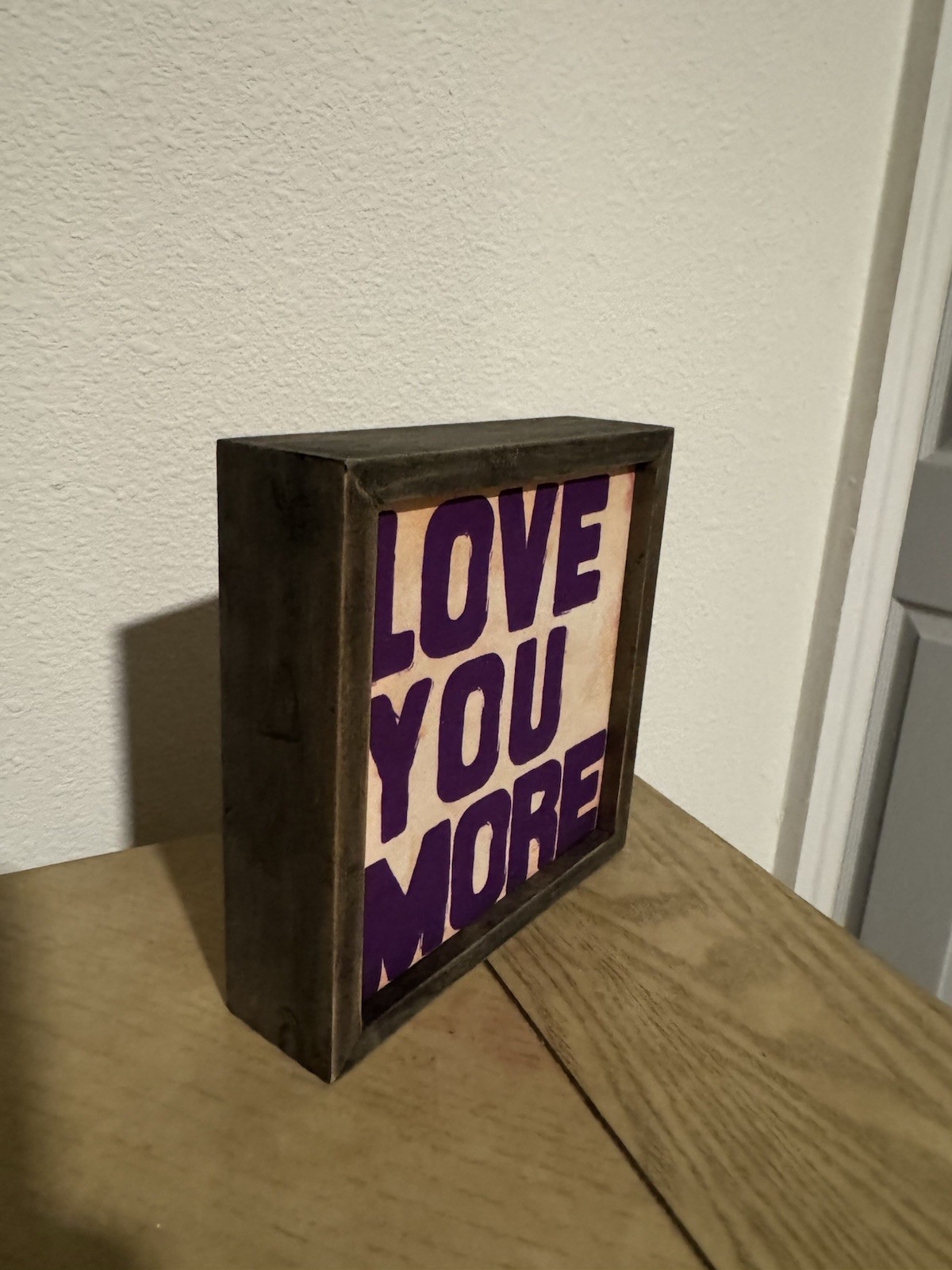 Natural Life Wooden Canvas “Love You More” Sign Square 6×6 Purple Brown ART046