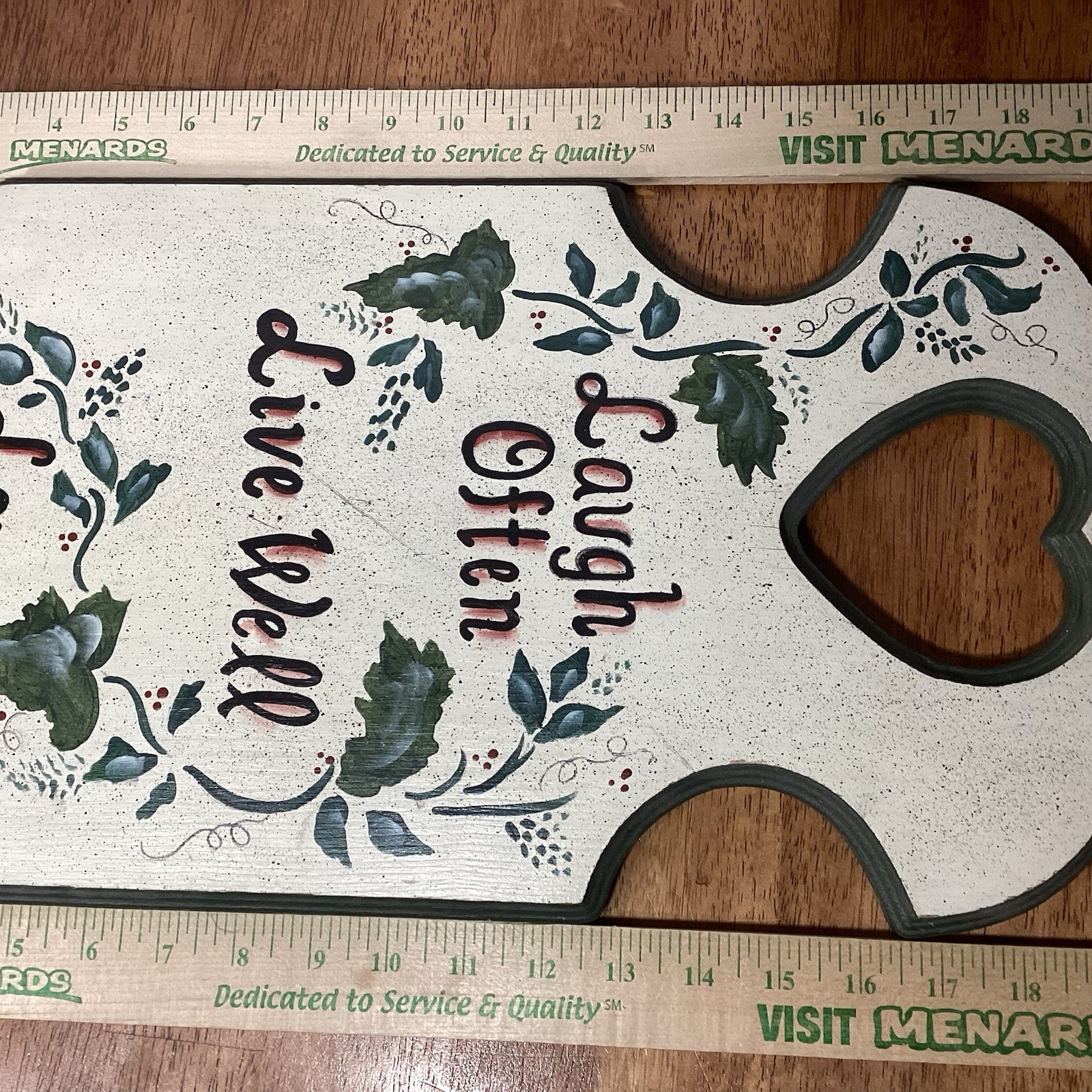 Solid Wood Wall Hanging Heart Cut Out Love Much Farmhouse Cottage Decor