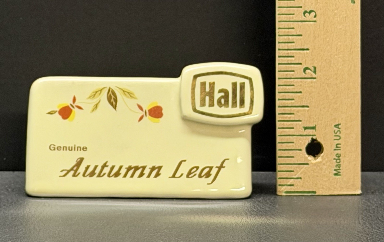 Hall Autumn Leaf Jewel Tea Advertising Ceramic Sign Vintage