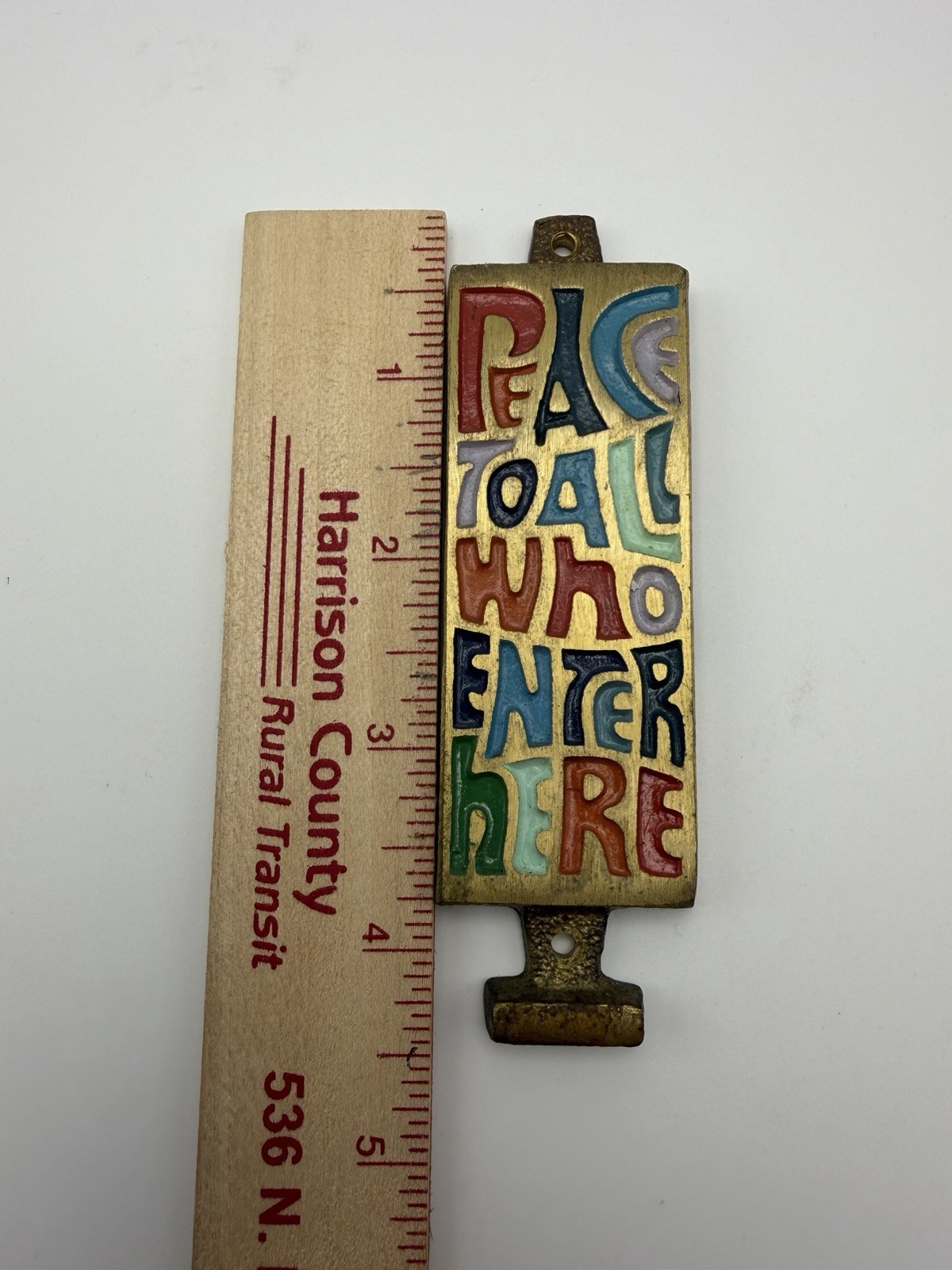 Vintage 1969 Terra Sancta Guild Israel Peace To All Who Enter Here Brass Door Pl