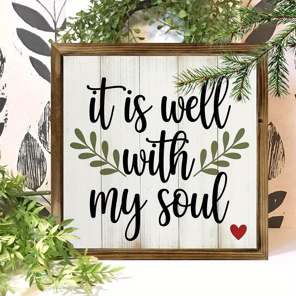 It Is Well With My Soul Hymn Wood Plaque Framed Christian Wall Decor for Home