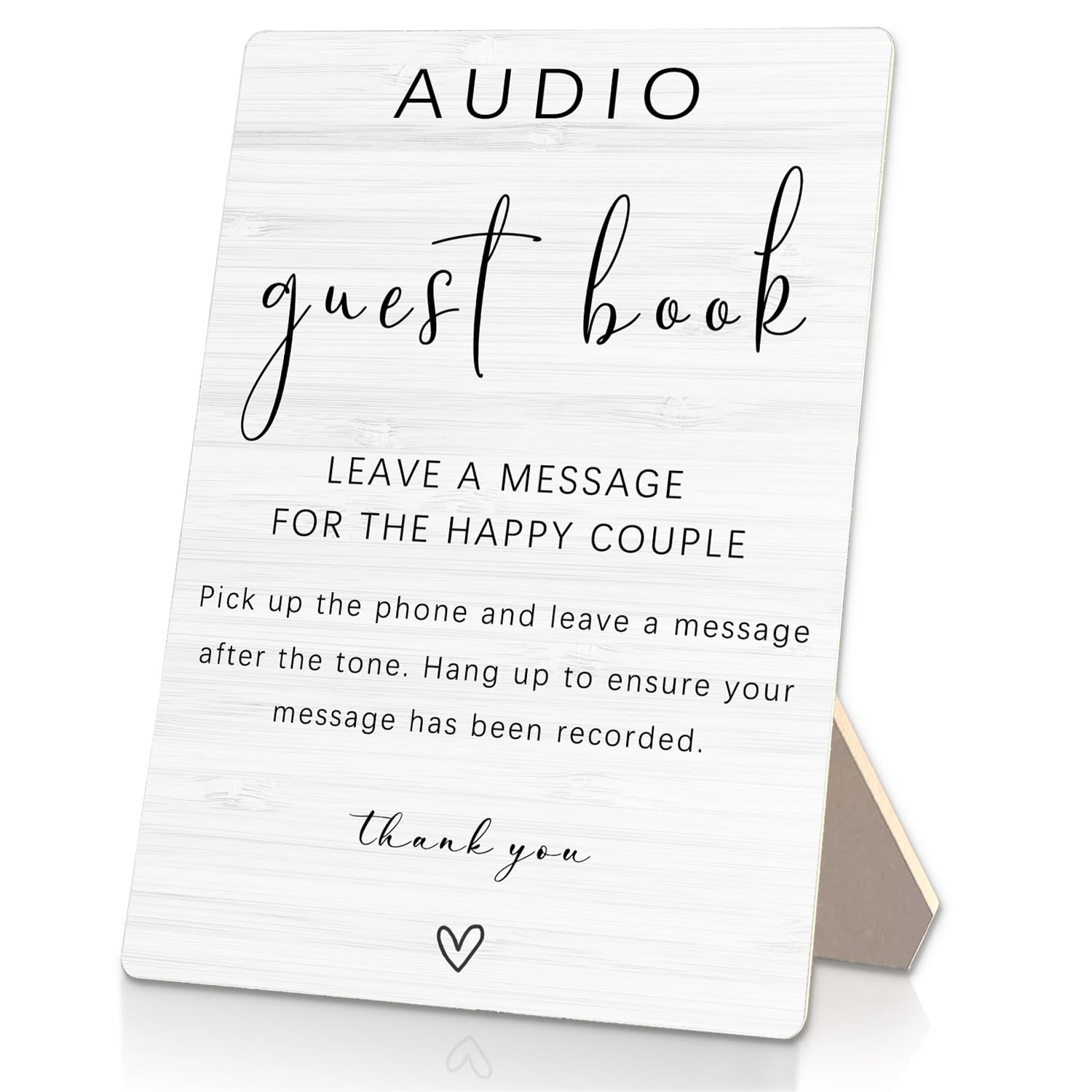 Audio Guest Book Sign Audio Phone Guestbook Wooden Stand for Wedding 5x7inch…