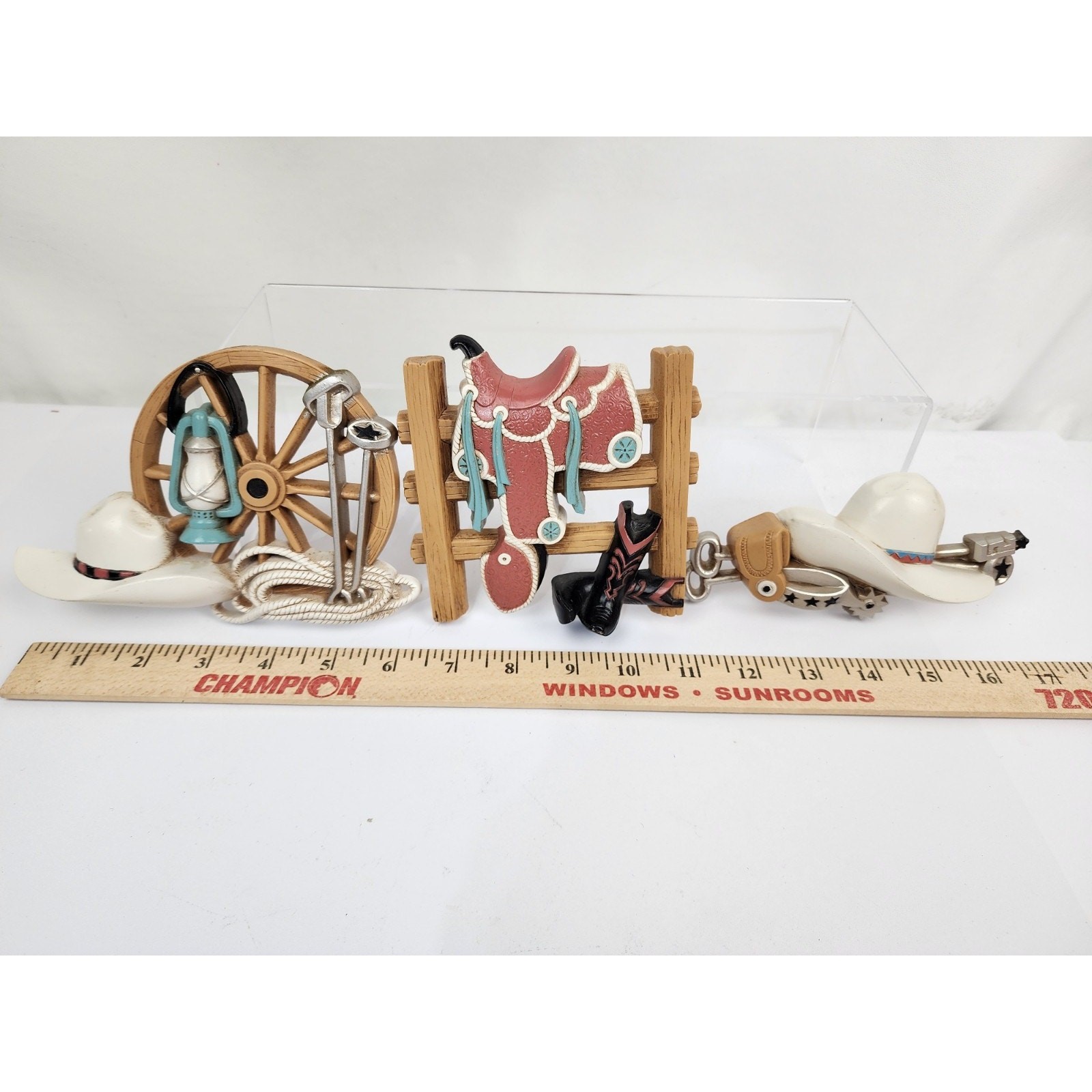 3 pc Set Burwood Southwest Cowboy Western Wall Decor Teal Turquoise Made in USA