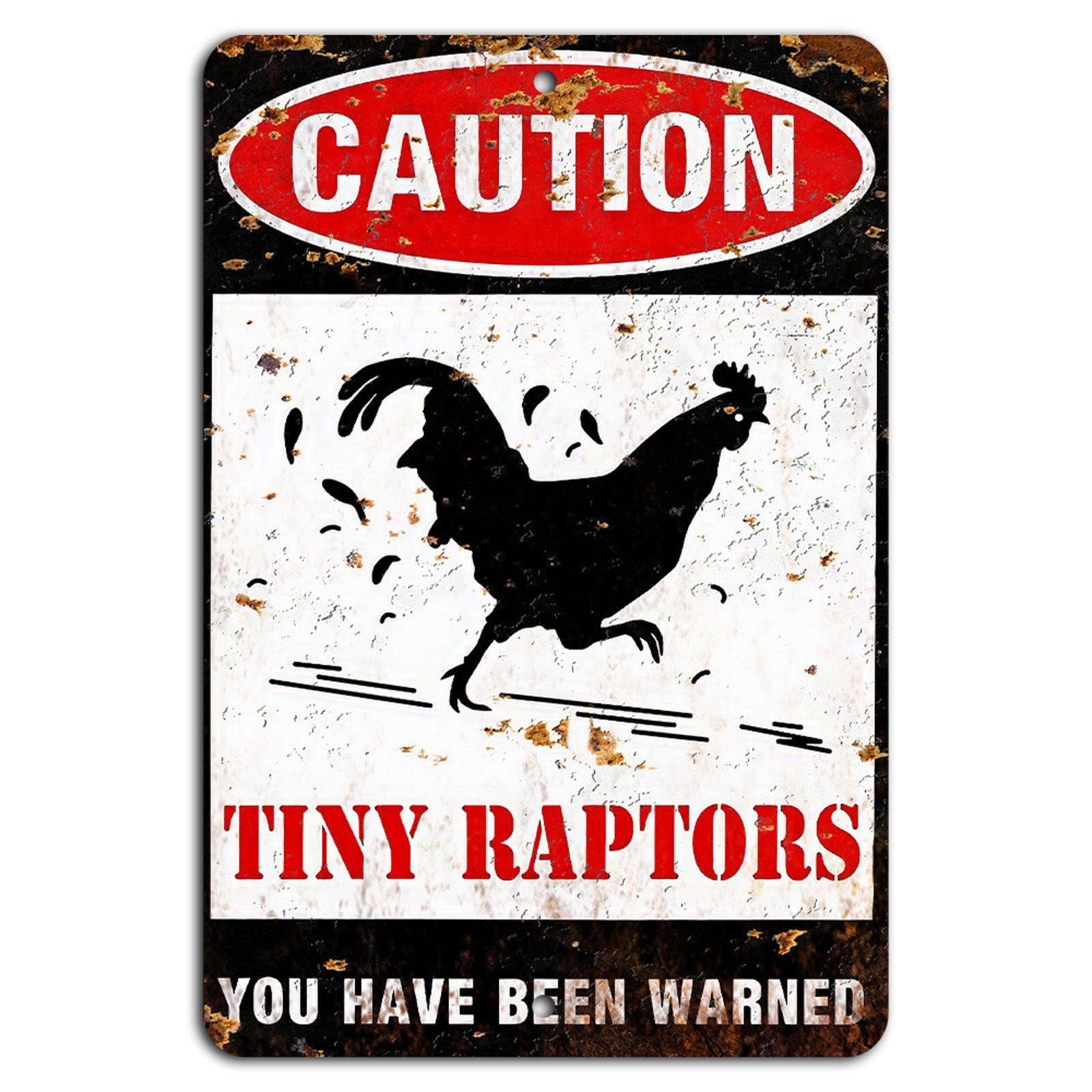 Rustic Warning Sign BanginPrints Aluminum 8×12 Funny Dinosaur Decor