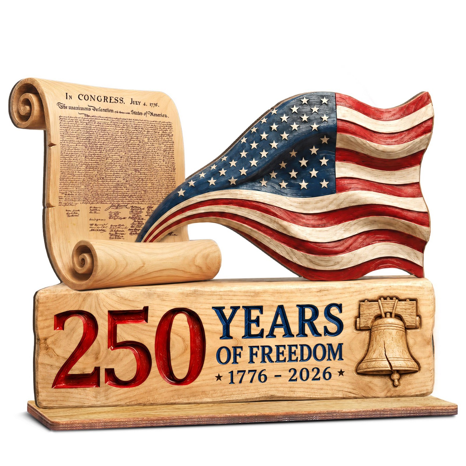 250th Anniversary USA Decorations – 9″ Wooden Sign, Patriotic 4th of July Decor,