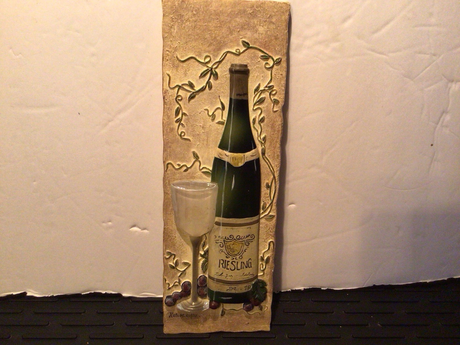 Kate McRostie WALL PLAQUES 3D Bordeaux & Riesling Wine 9.5″ X 3.25”