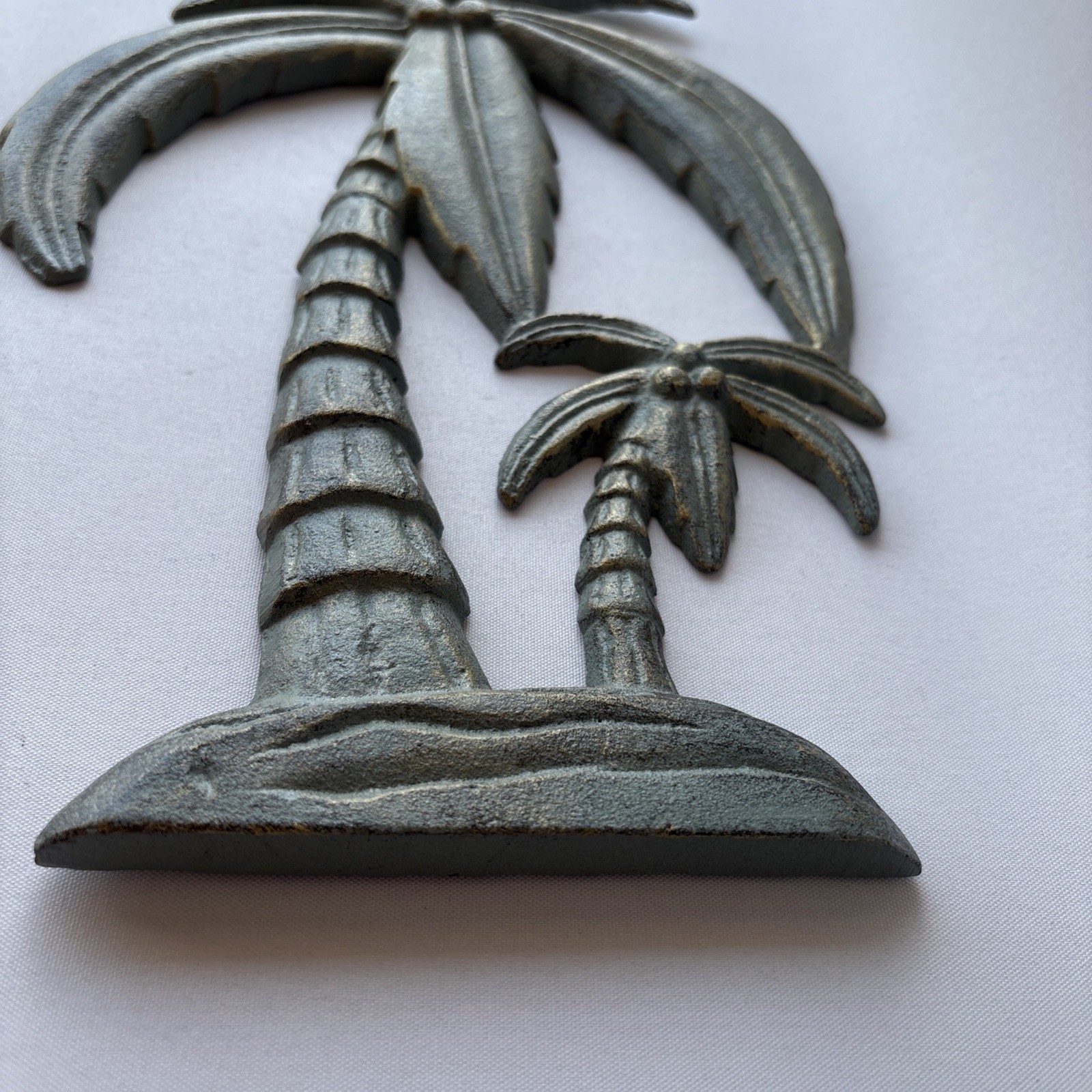Palm Trees Wall Art Cast Iron Metal Green Gold Home Decor 11″ Tropical Beach Hvy