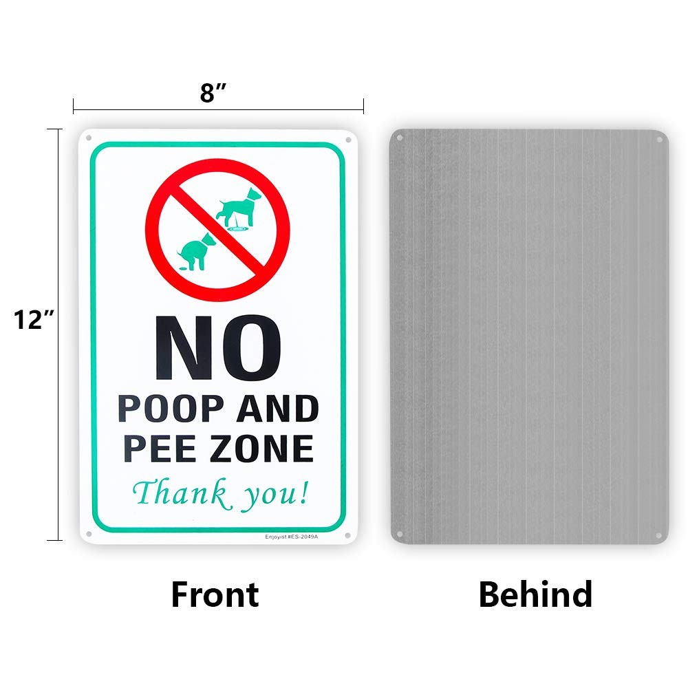2 Pack No Pee and Poop Zone Dog Yard Sign, 12″x 8″ .04″ Aluminum Reflective S…