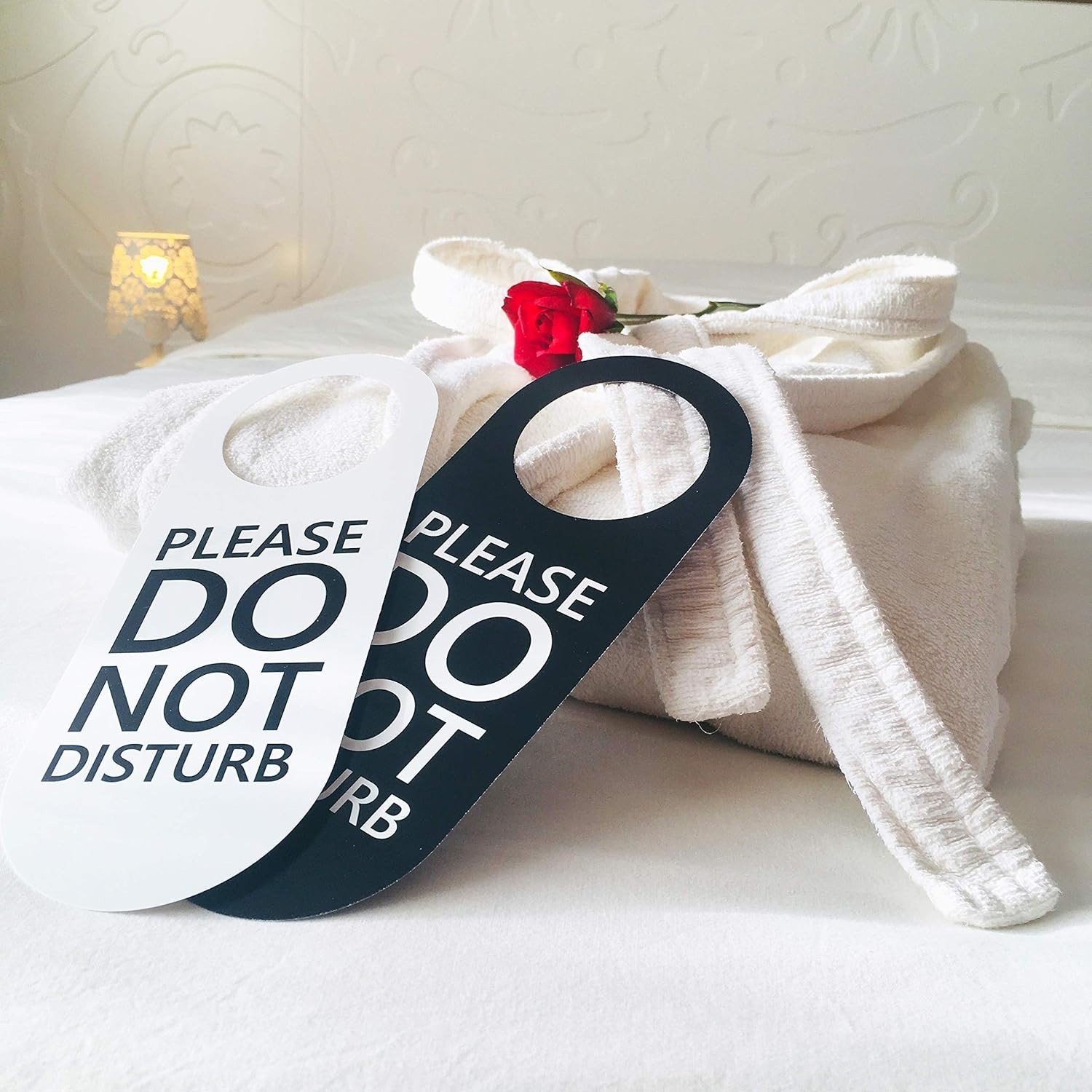 Do Not Disturb Door Hanger Sign 2 Pack Black & White Double Sided Please Do N…