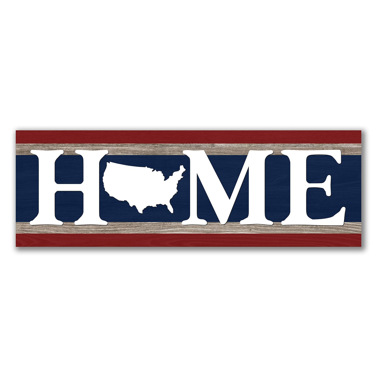 Home US Red White Blue Rustic Wood Wall Sign 6×18
