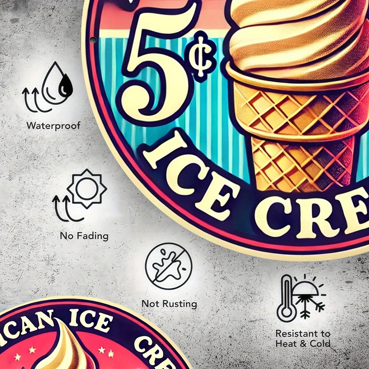 1pc 8 X 8 Inches Tin Metal Signs American Ice Cream – Metal Tin Sign – Unique Wa