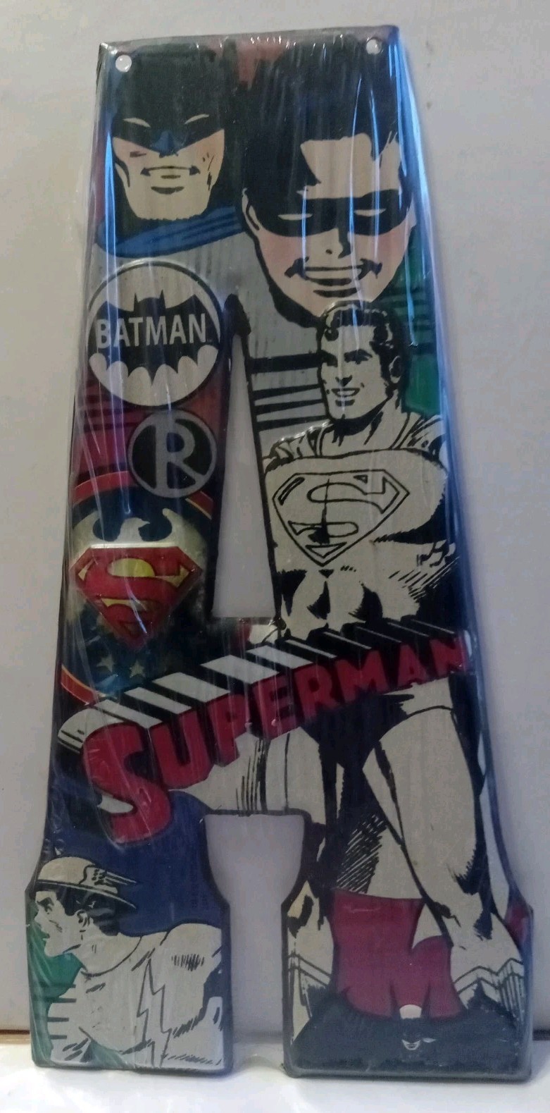 SUPERHERO COMICS TIN LETTERS “DAD” NEW SEALED 10″ X 5″