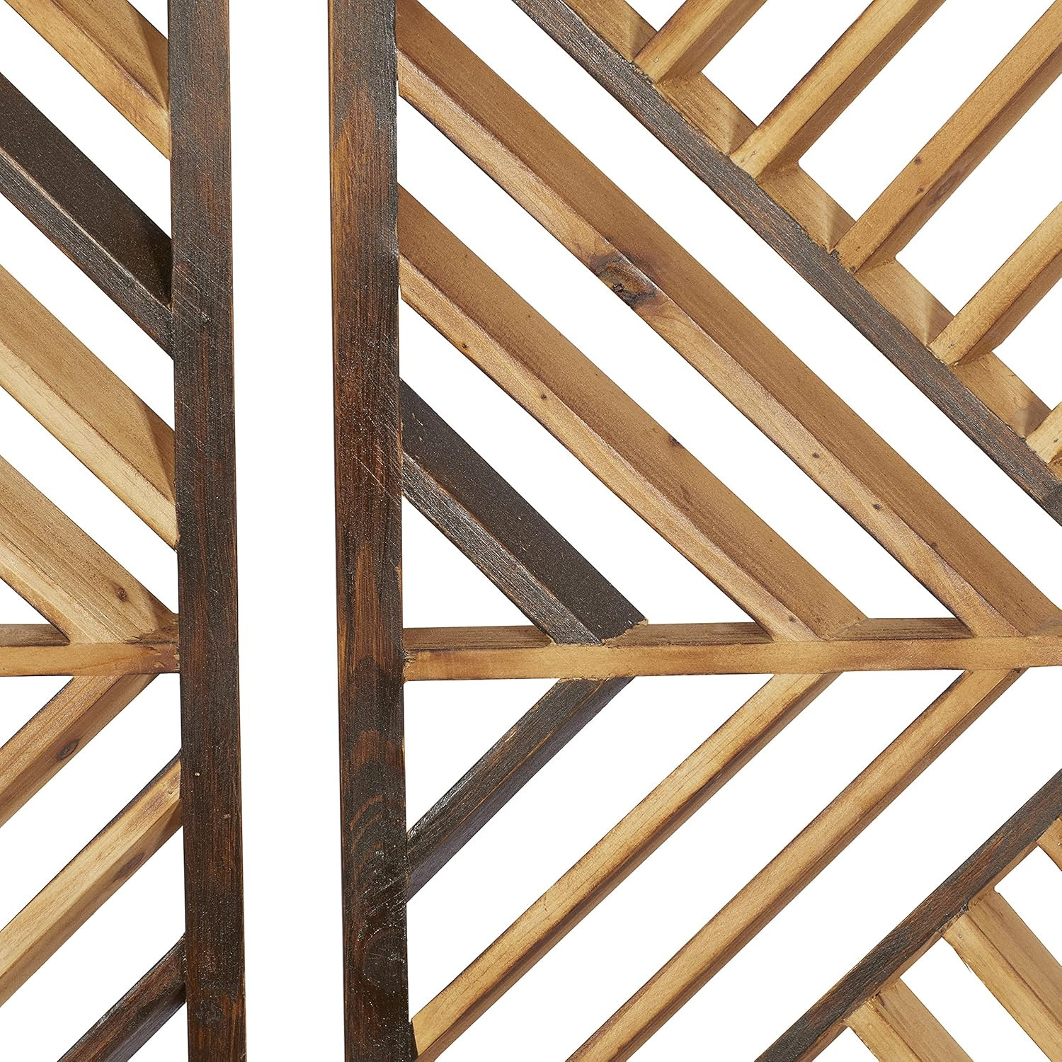 Set of 3 Brown Wood Geometric Wall Art Sculptures, 12″W x 35″H
