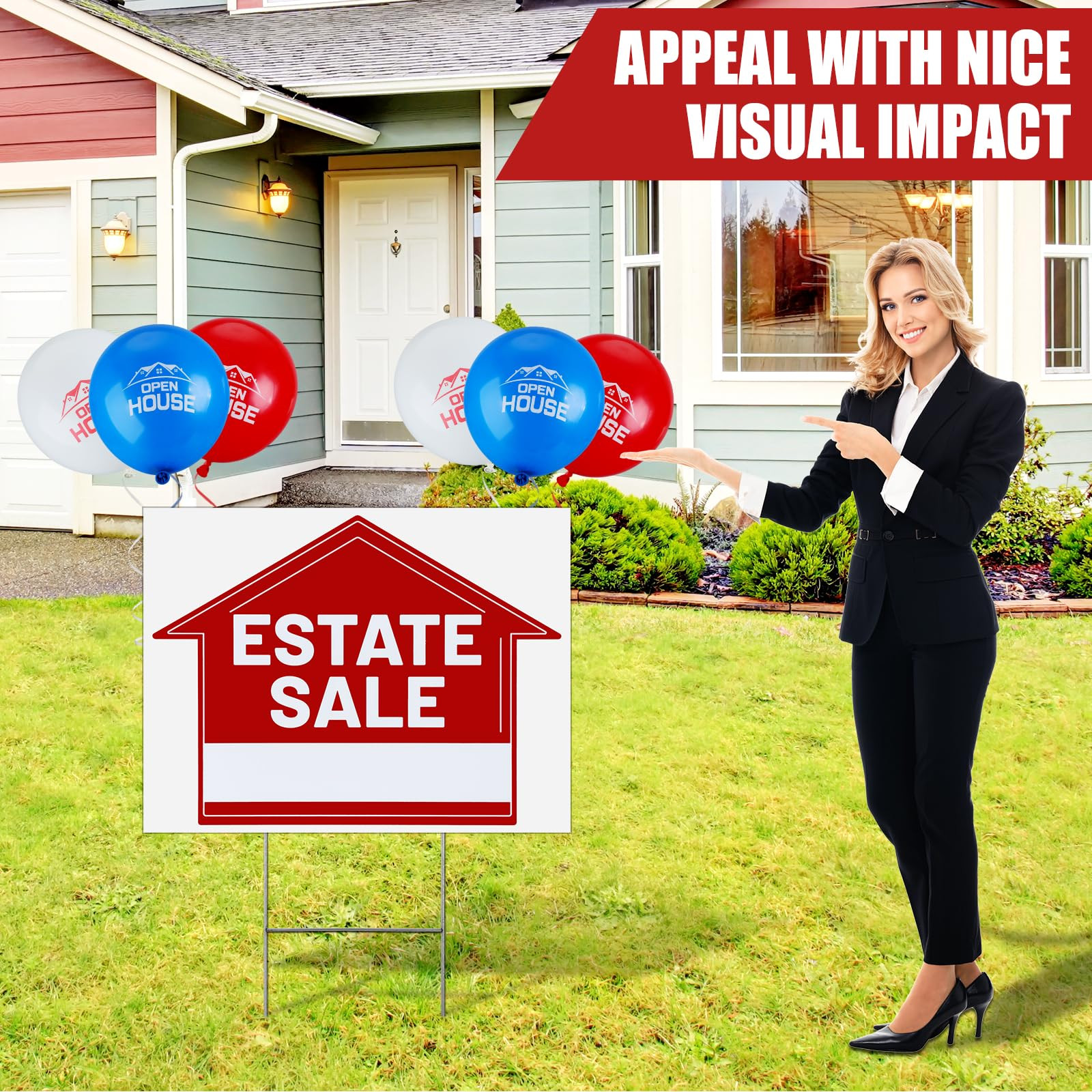 5 Pack Large 24 x 18 inches Double Sided Estate Sale Signs Set with Heavy Met…