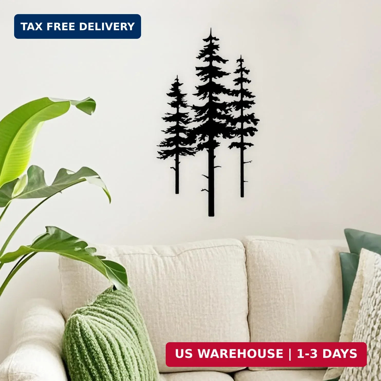 Jidecor Metal Pine Tree Wall Art Decor, Nature Home Decor, Cedar Trees Metal Sig