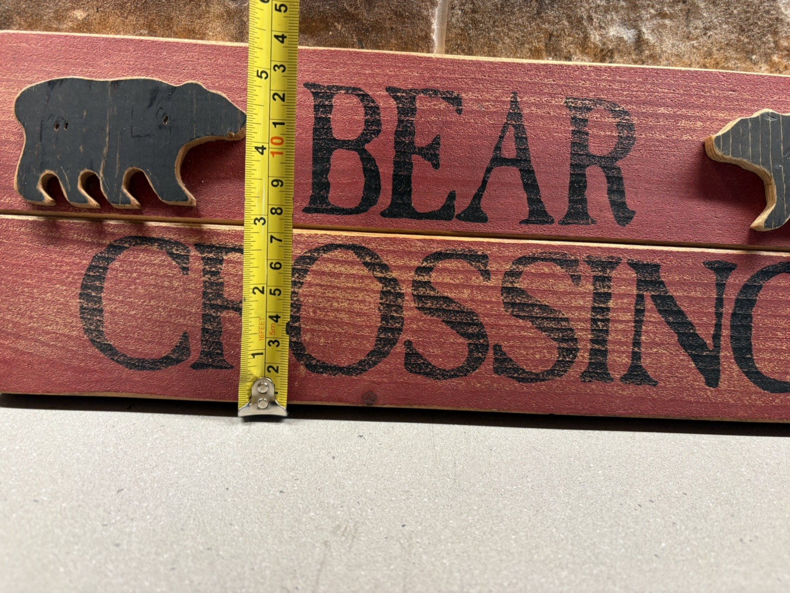 Hanging “Bear Crossing” Sign Wall Plaque Wood Hand Painted solid wood Father