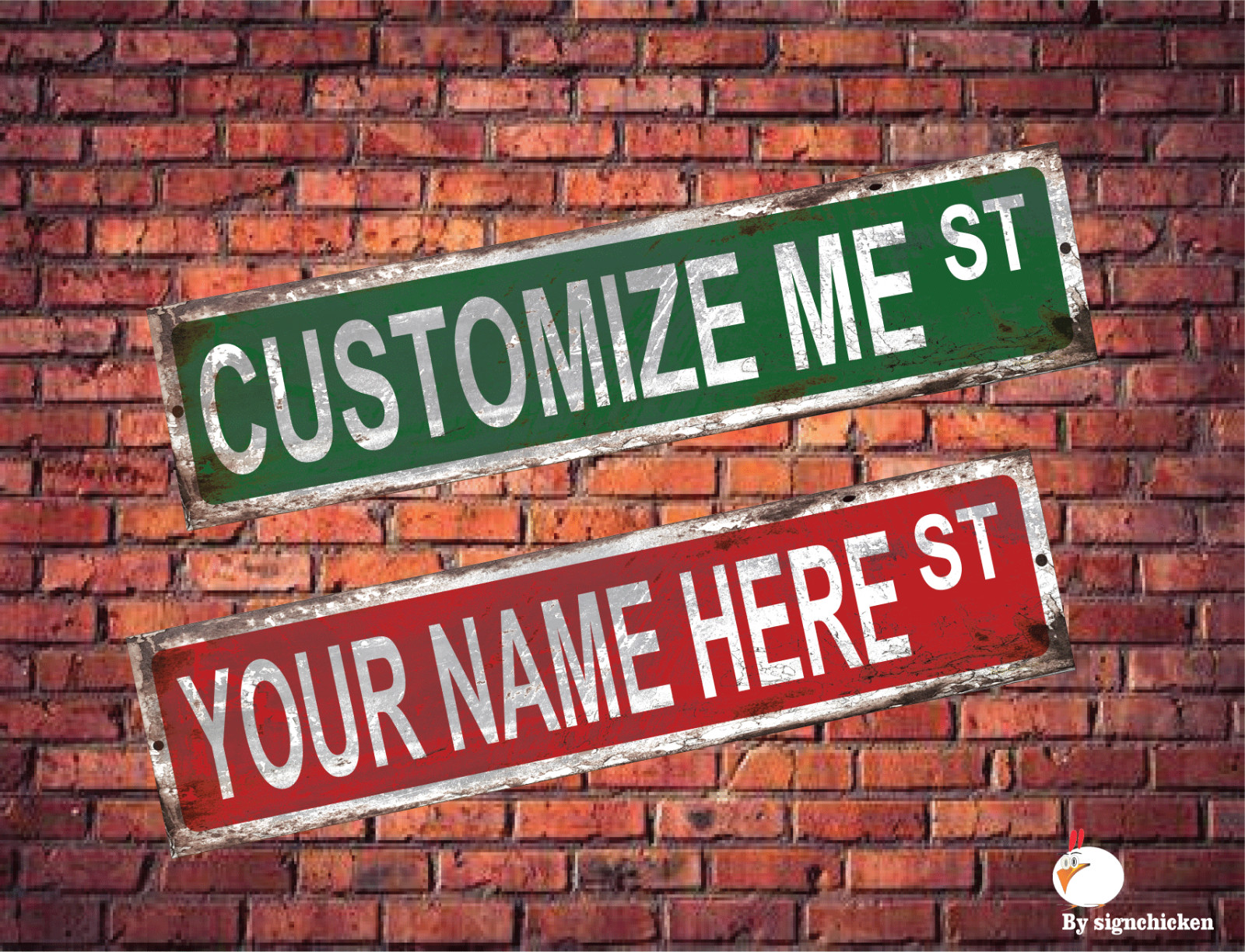 STREET SIGN, ANY TEXT, CUSTOM, PERSONALIZED, RUSTIC LOOK, full border