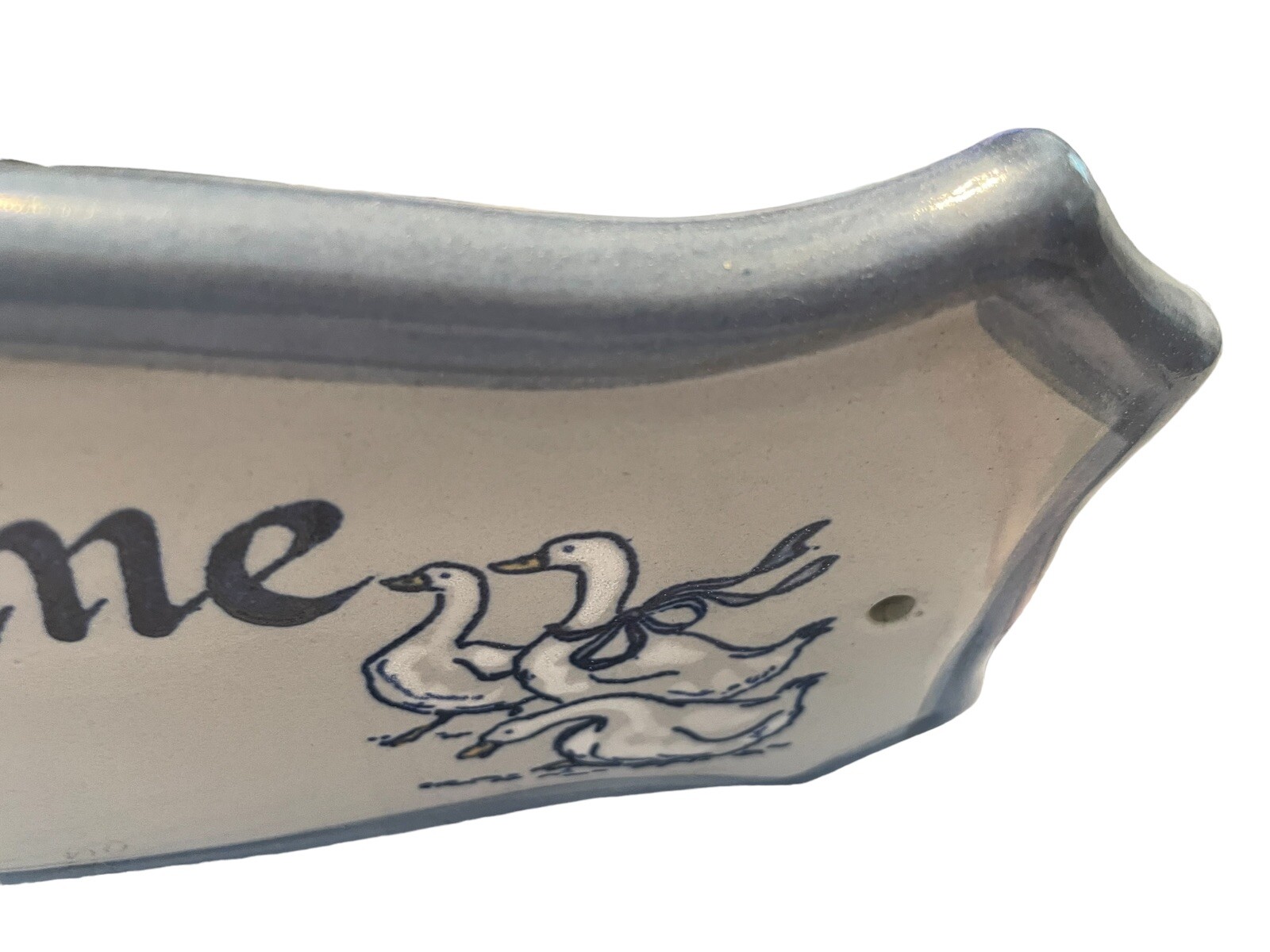 LOUISVILLE Stoneware Pottery Welcome Duck Door Plaque Sign Rectangular 11.5×4.5