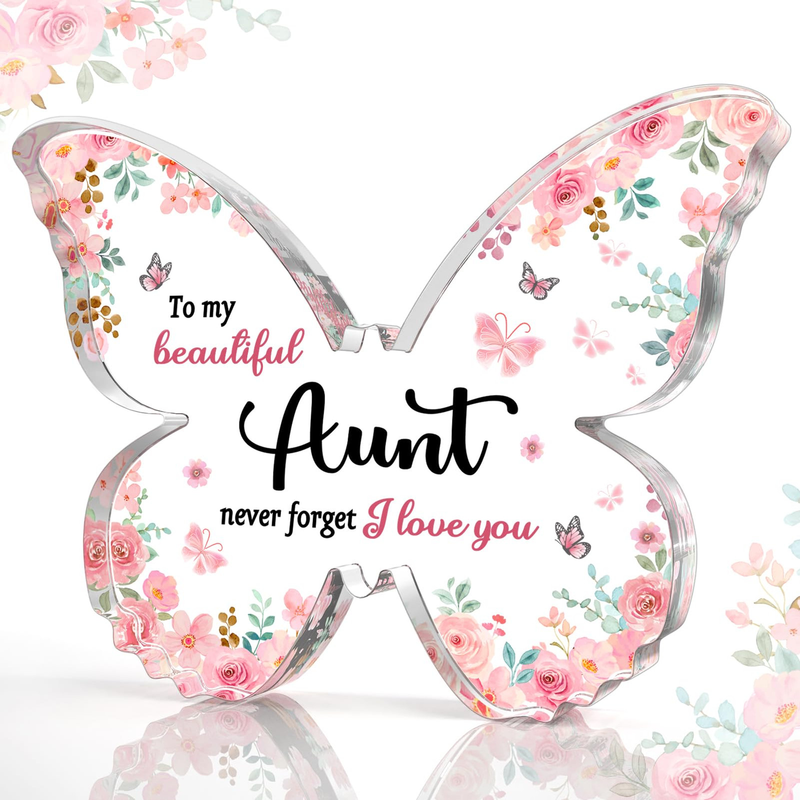 Butterfly Acrylic Plaque Best Gift for Aunt Decorative Sign Home Office Decor