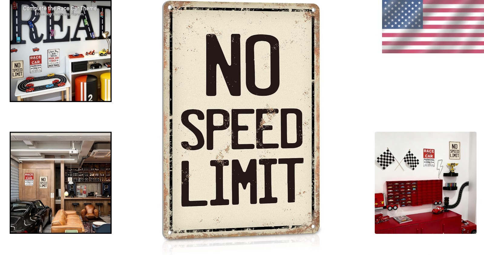 Vintage No Speed Limit Metal Sign – Fun Wall Art for Garage & Man Cave