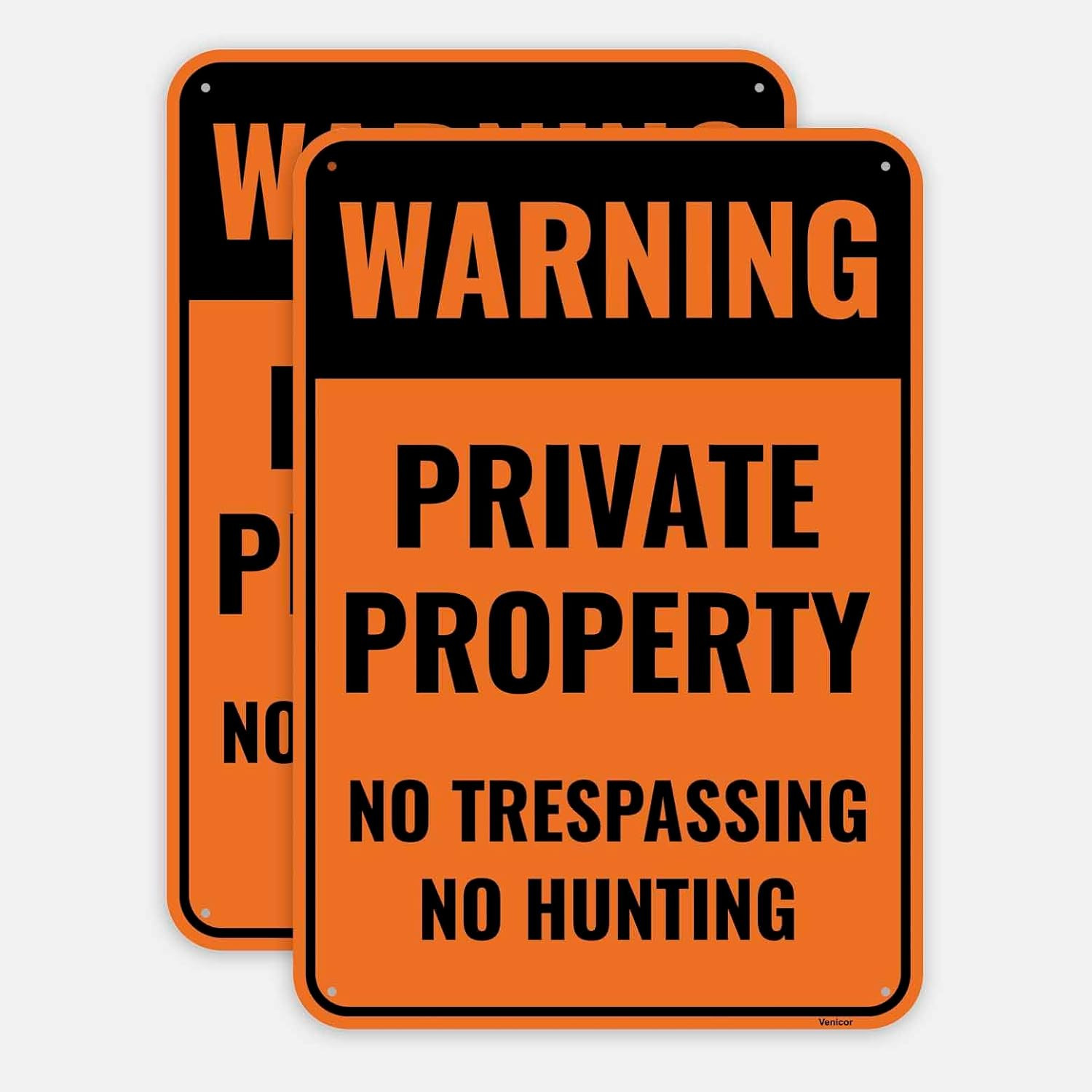 No Trespassing No Hunting Sign 2 Pack 10×7 In Aluminum Outdoor Fence Warning