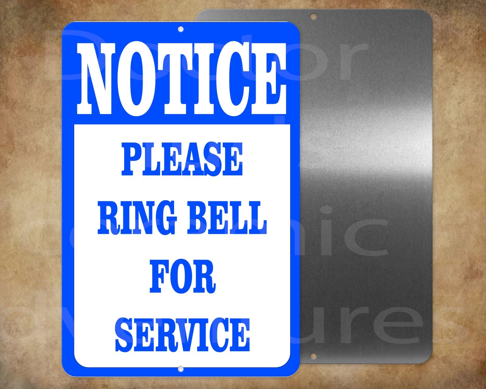 NOTICE PLEASE RING BELL FOR SERVICE business counter 8 x 12″ metal sign