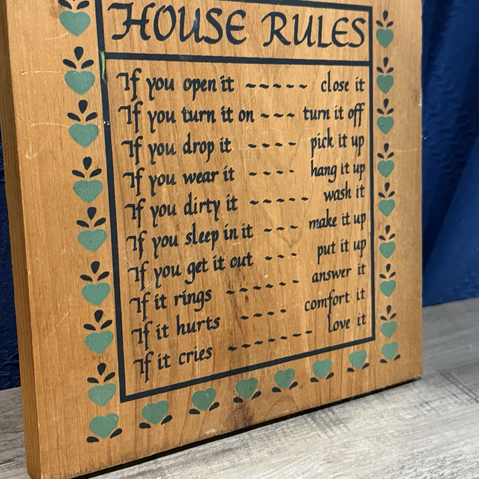 Vintage Farmhouse House Rules Wooden Wall Hanging Decor Country Cottage Core