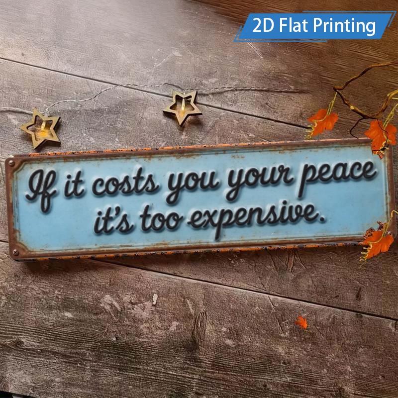 Peace Quote Cursive Metal Sign Distressed Sky Blue Rustic Home Wall Decor Plaque