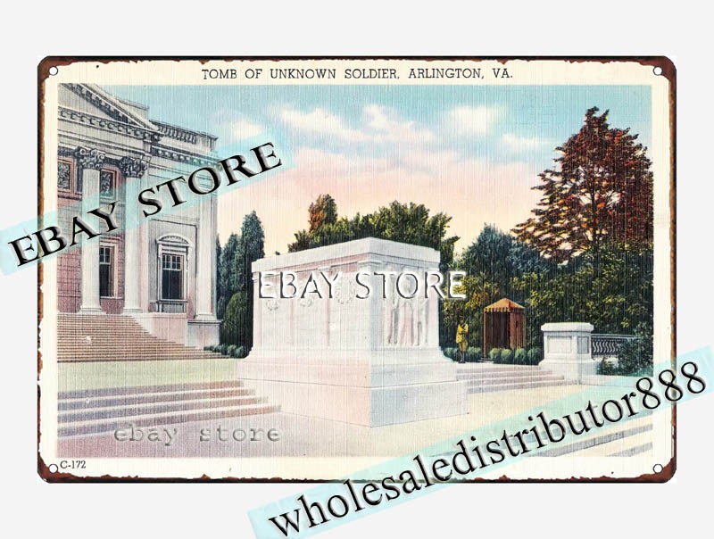 1930-45 Tomb of Unknown Soldiers, Arlington, Virginia tin sign rusty collectible