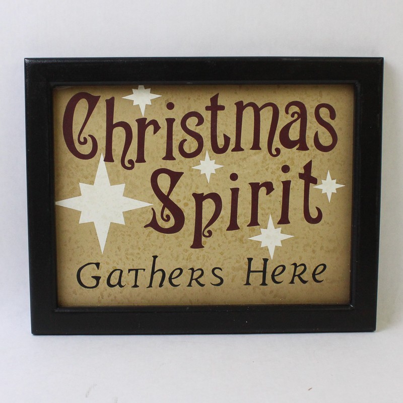 THT Designs Sign “Christmas Spirit Gathers Here” Wall Plaque 7.5×9.5 in