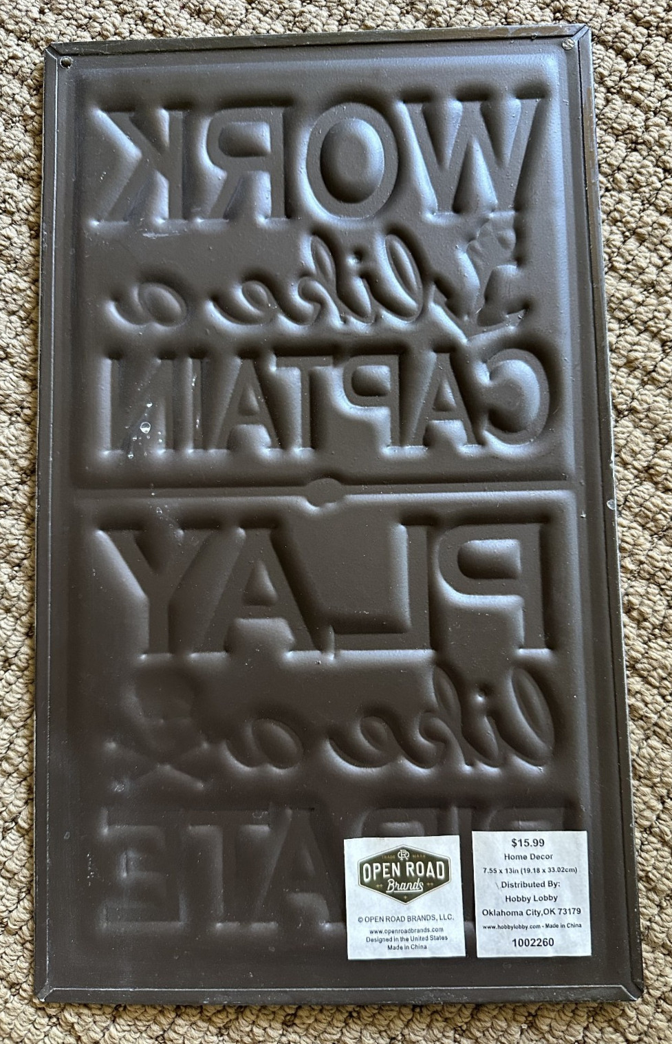Work Like A Captain Play Like A Pirate Sign Tiki Coastal Nautical 13×7.25 Metal