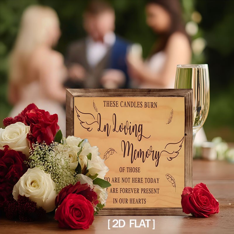 In Loving Memory Wooden Sign Memorial for Loved Ones Decor 2D Flat Wood Plaque