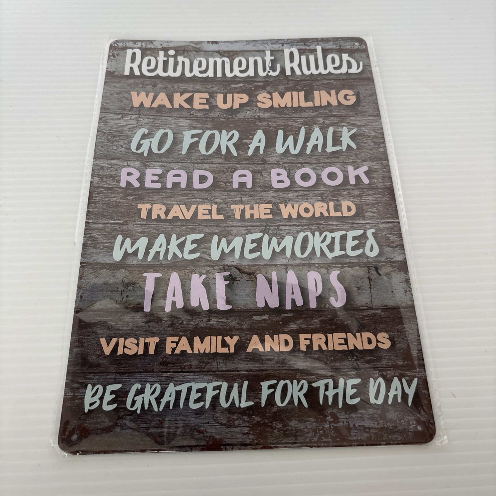 New Metal Sign Retirement Rules Vintage Style Indoor Outdoor Plank Look